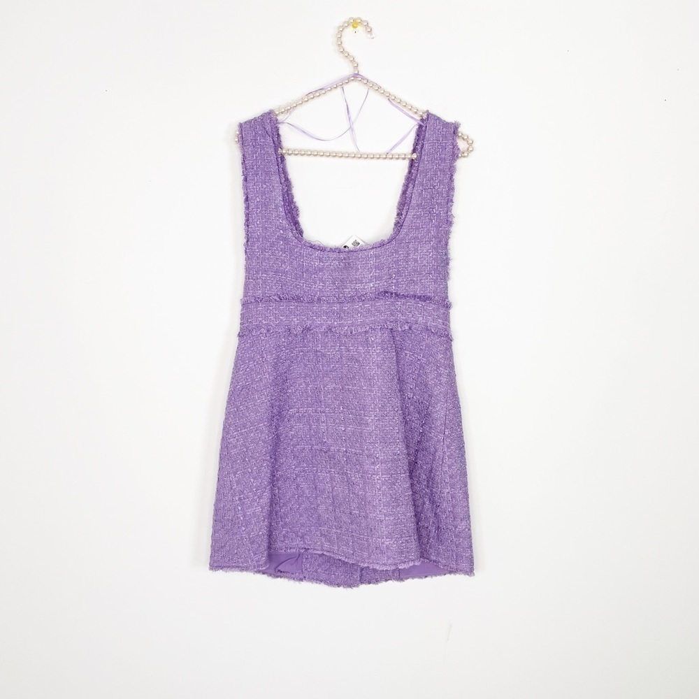 New Zara Tweed Rhinestone Button Dress - Picture 7 of 10